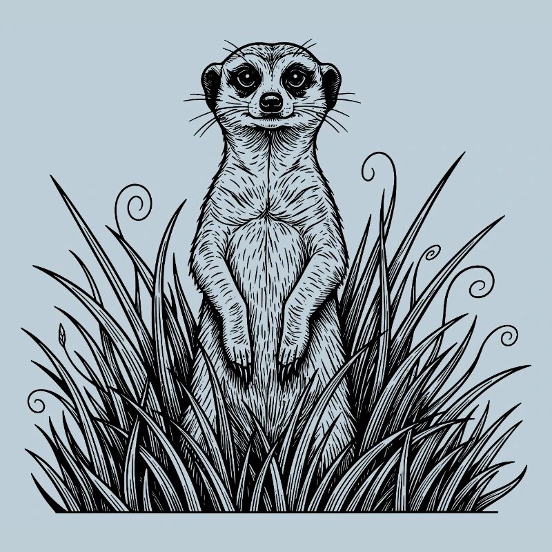 Suricate dans l’herbe