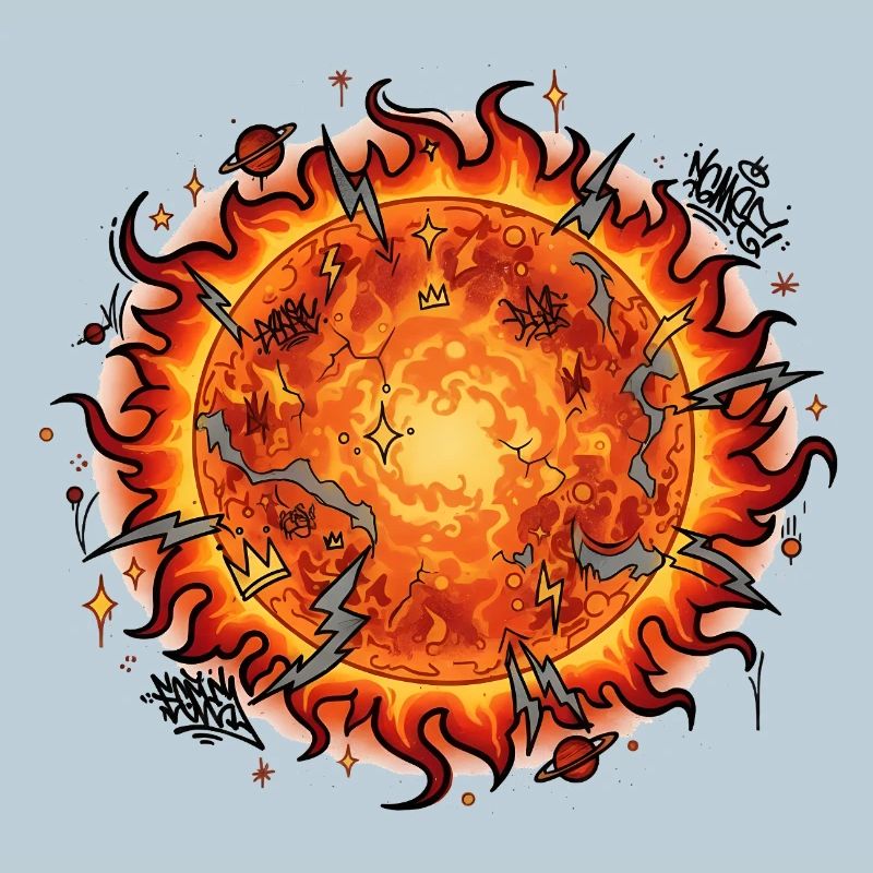 Flammender Sonnenball Explosion