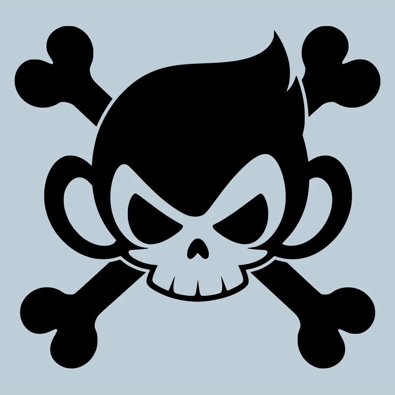 Funny skull monkey with crossed bones
