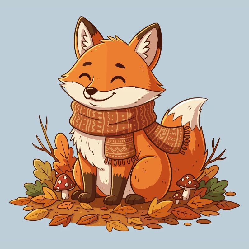 Autumnal fox with scarf