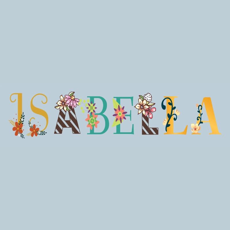 Prénom ISABELLA Art avec fleurs brodées