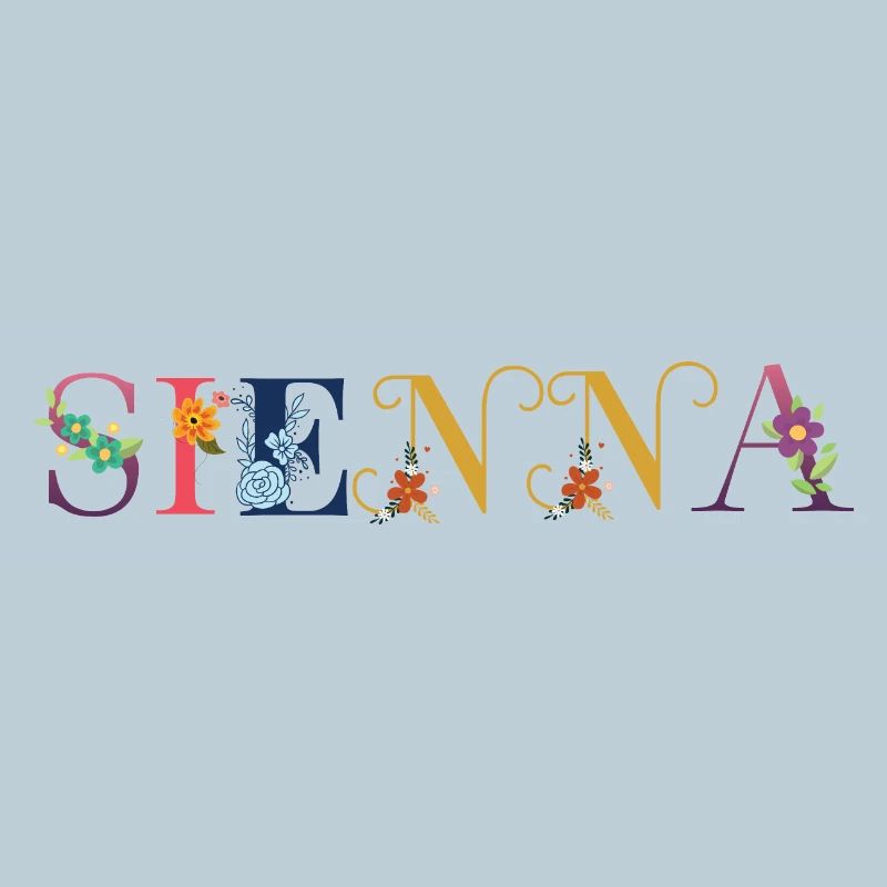 SIENNA Name Decorated with Flowers
