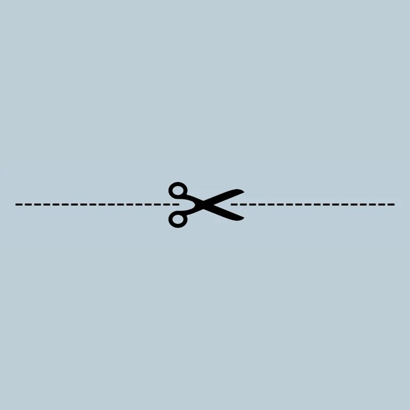 Scissors with cutting line