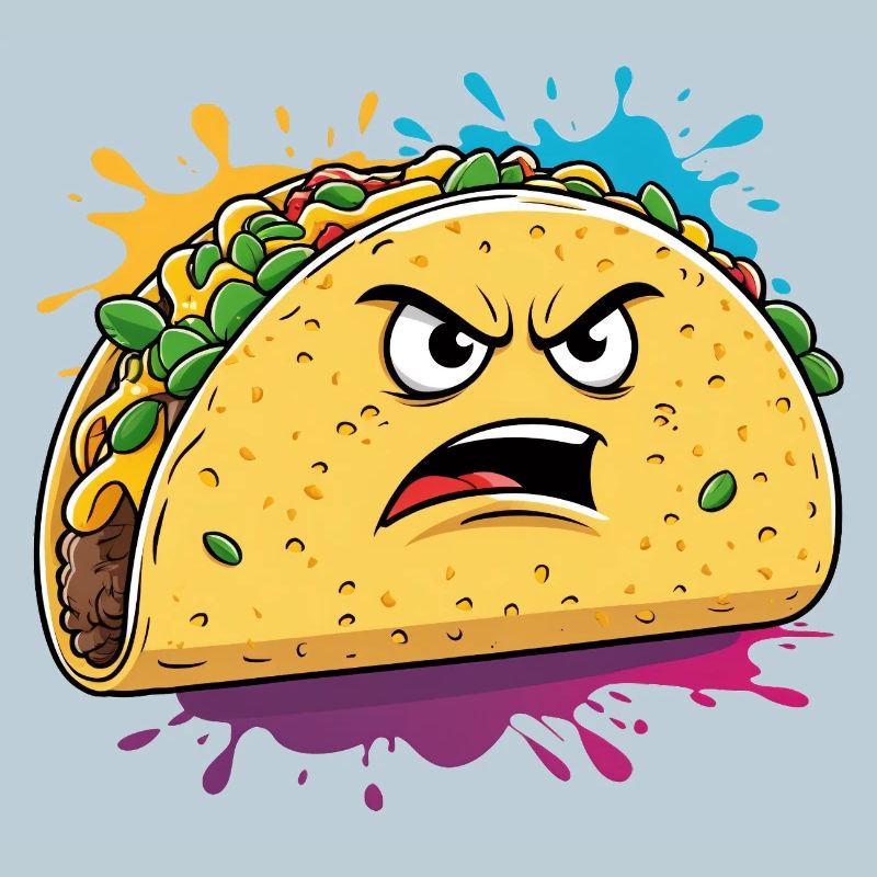 Éclaboussure de dessin animé de tacos en colère
