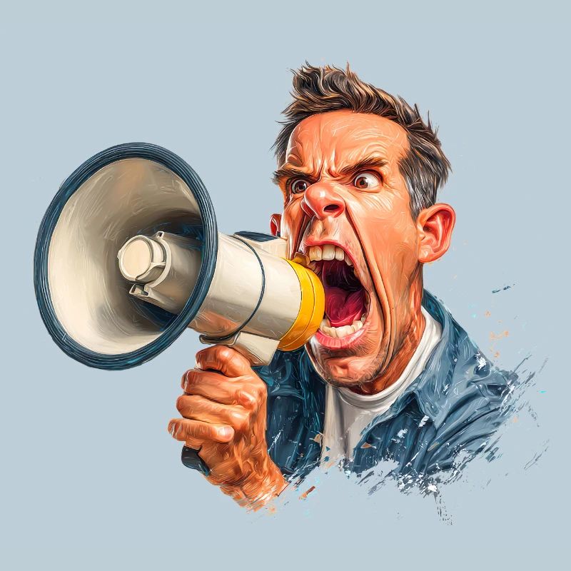 Loud call with megaphone