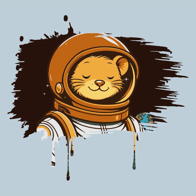 Entspannte Astronauten Maus im modernen Comic Stil