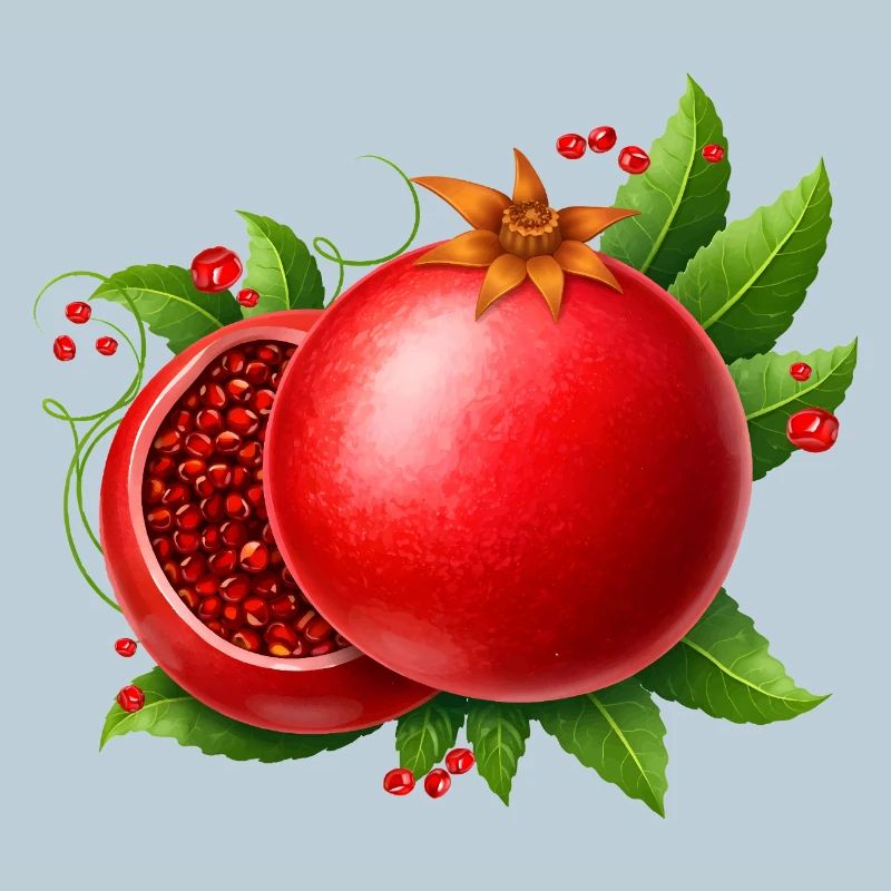 Pomegranate with leaves
