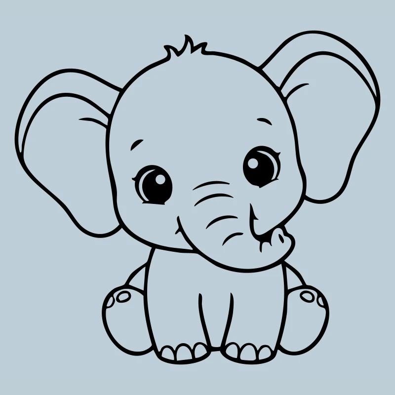 Cute Baby Elephant – Black & White