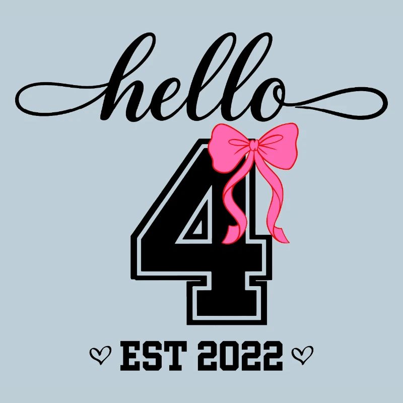 Hello 4 Est 2022 Mädchen Geburtstag Design