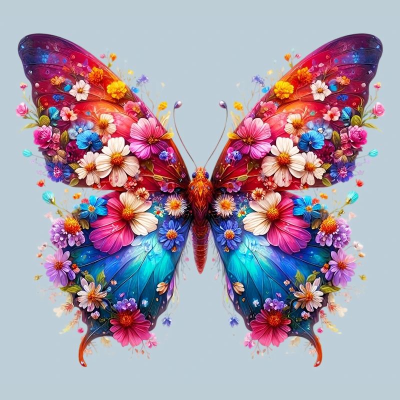 Schmetterling mit Blumen geschmückt