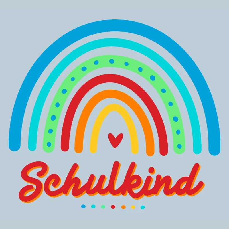 Schulkind bunter Retro Regenbogen Einschulung