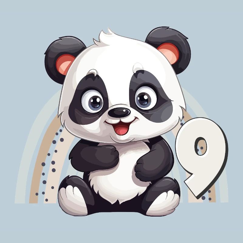 9. Geburtstag Panda Bär Regenbogen Süß Niedlich