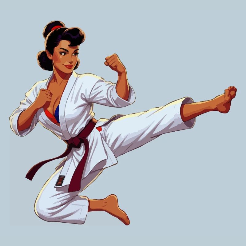 Karateka pinup Gi Kick