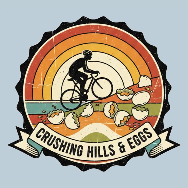 Badge rétro de cyclisme Crushing Hills & Eggs