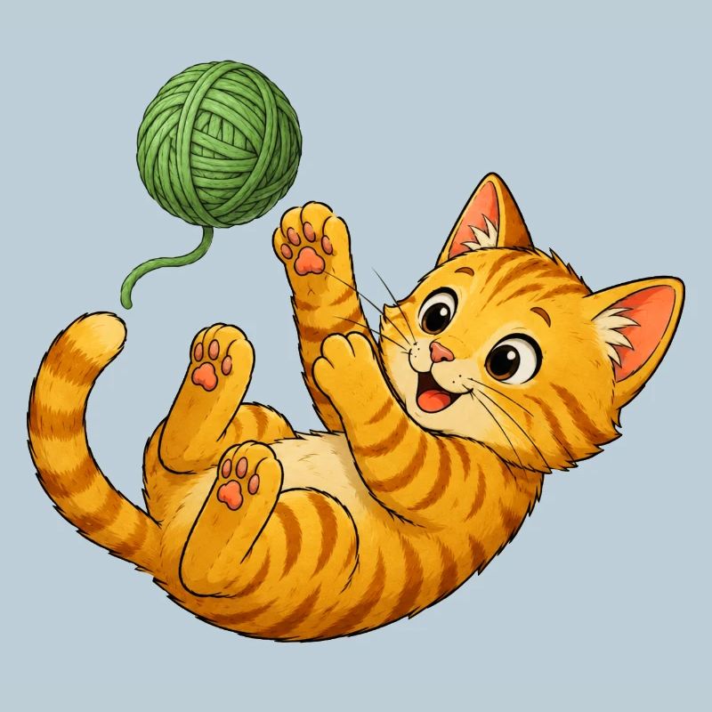 Kitten playing with wool