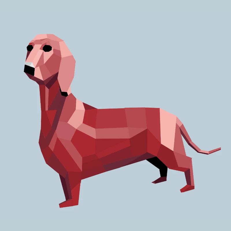 Teckel low poly rouge