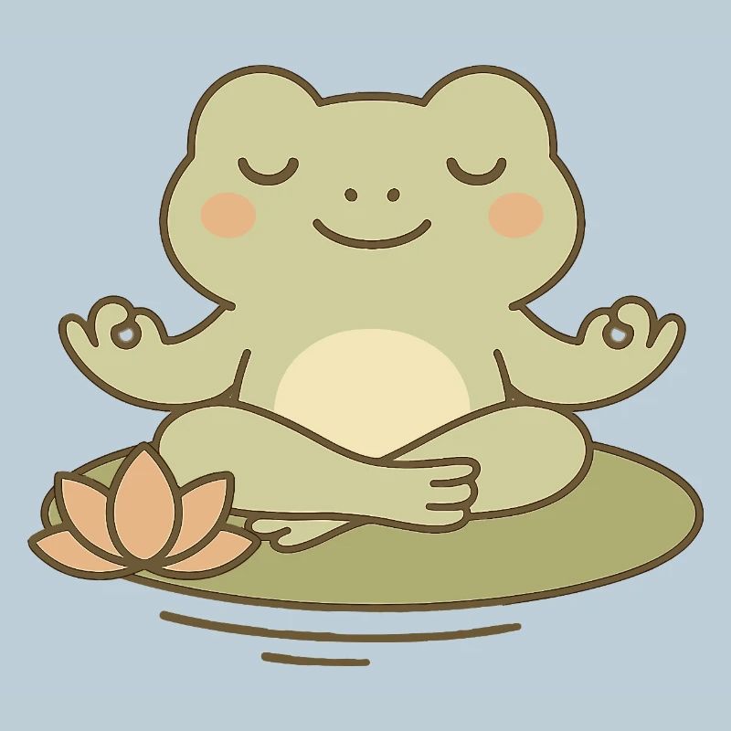 Meditating frog on water lily