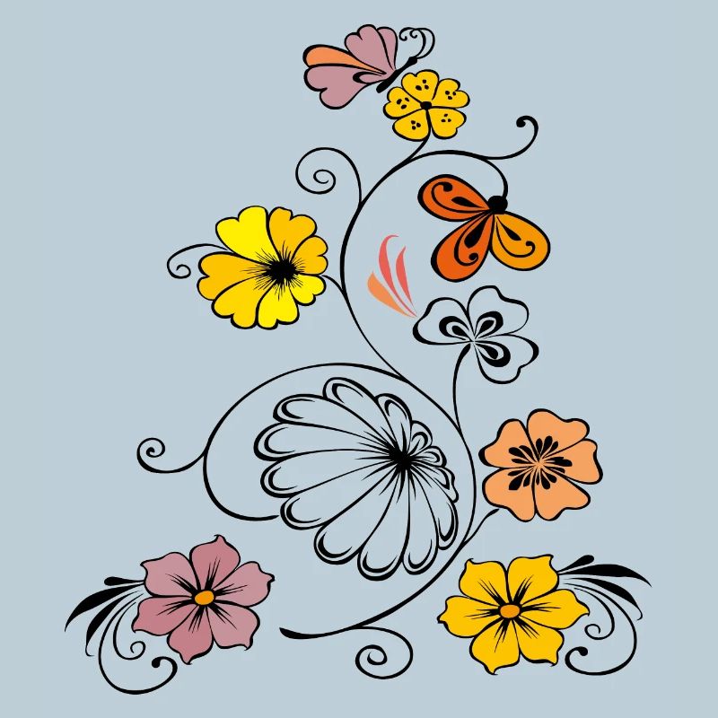Blumenranke mit Schmetterling