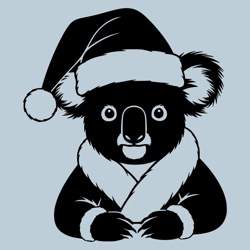 Weihnachts-Koala Comic – Schwarz Weiß