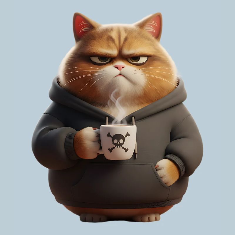 Grimmige Katze Kaffee Morgenmuffel