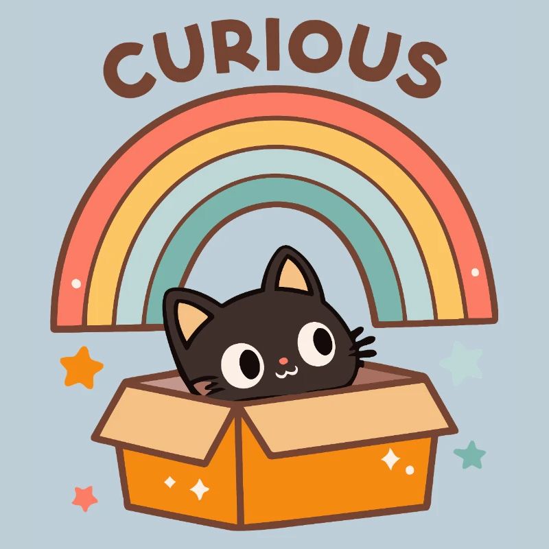 Curious Cat in Rainbow Cardboard