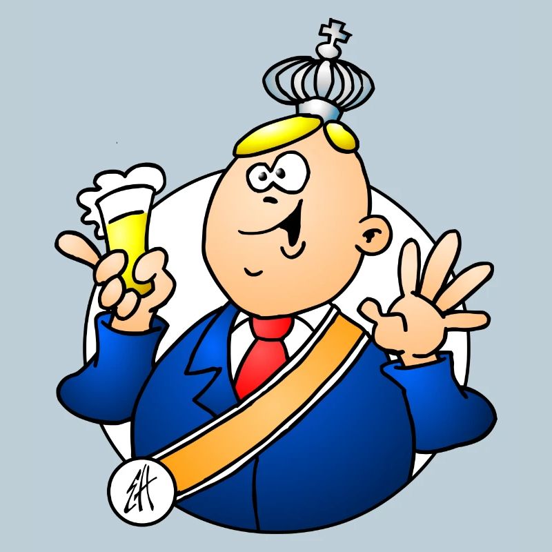 Cartoon Monarch mit Bier und Krone