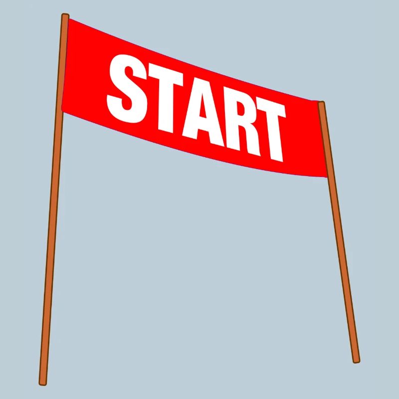 Rotes Banner mit START – Bereit für den Start!