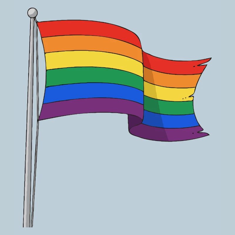 Rainbow flag curvy tracks
