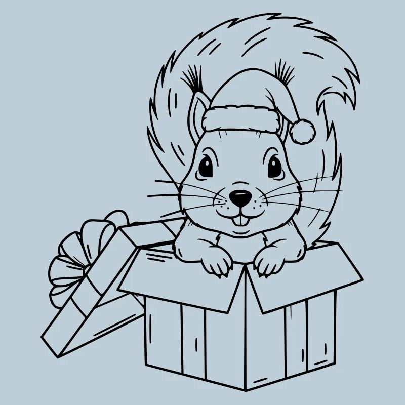 Süßes Weihnachts-Eichhörnchen in Geschenkbox