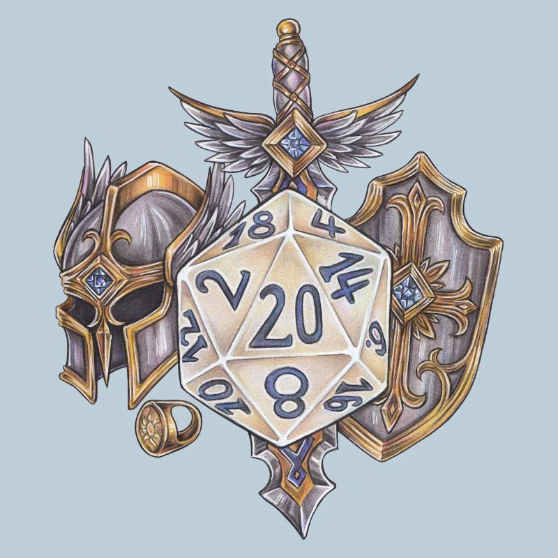Paladin cadeau de dés D20 sur table RPG