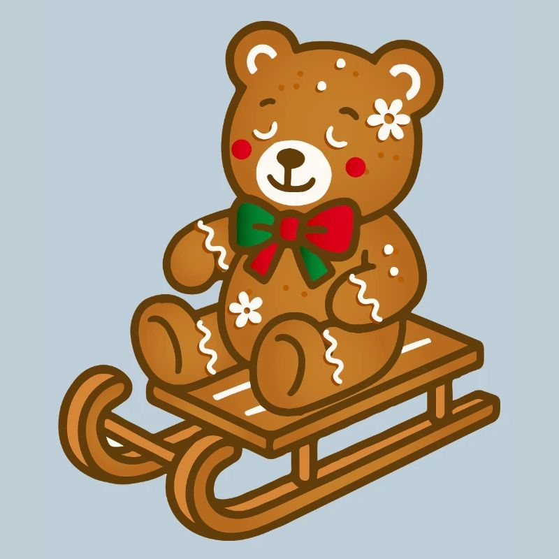Süßer Lebkuchen-Teddy auf nostalgischem Schlitten