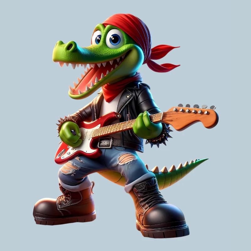 Kroko-Rocker mit Gitarre