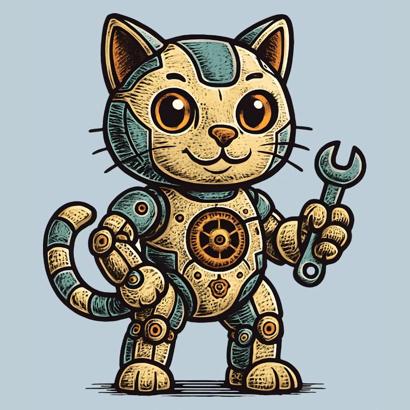 Steampunk-Katze Schrauberheld
