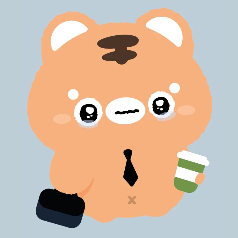Kawaii Tiger weint mit Kaffee
