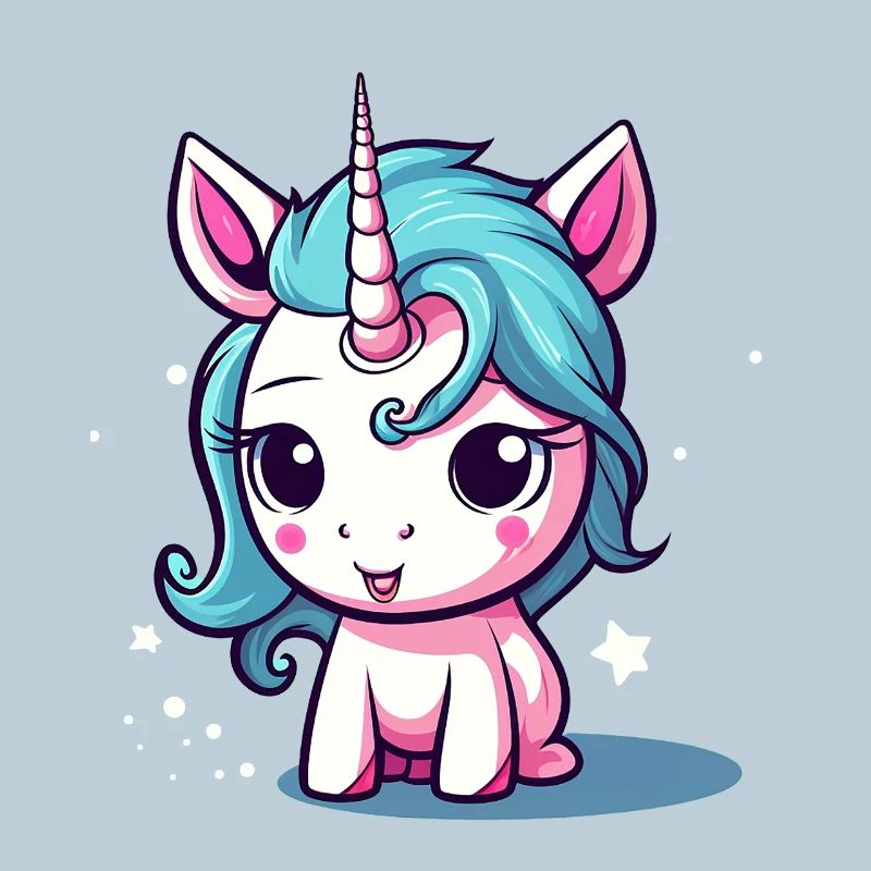 Blauhaariges Einhornchen Sticker