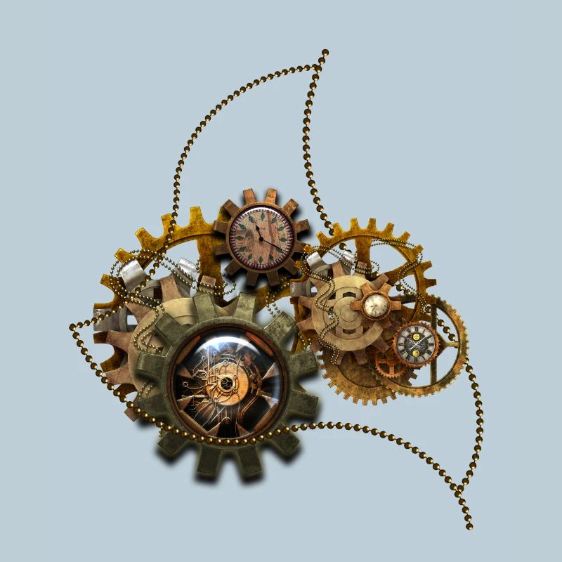 Steampunk, wunderbare Uhr mit Getriebe.