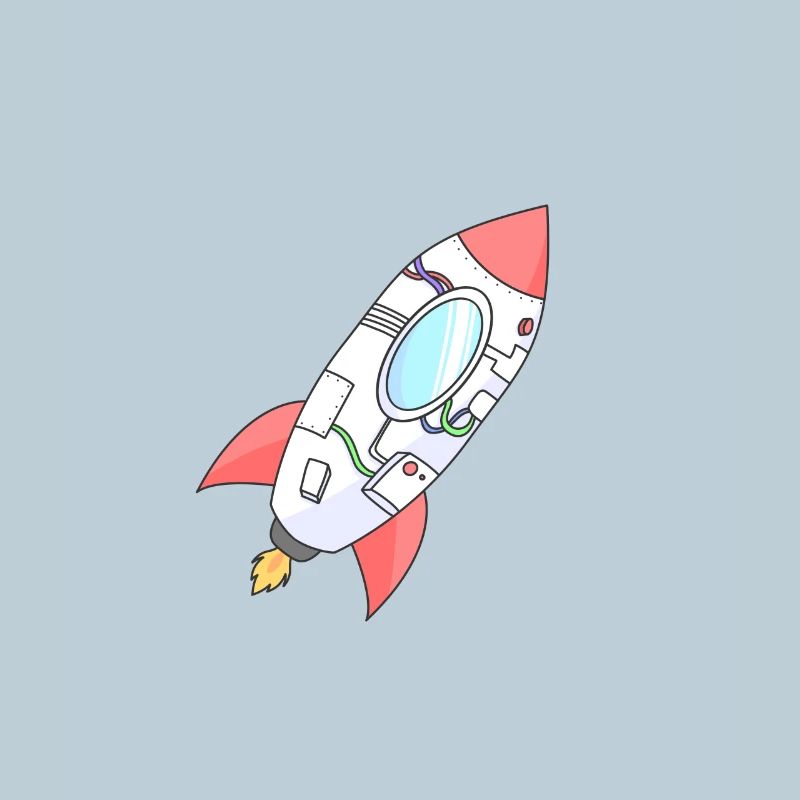Colorful rocket in orbit