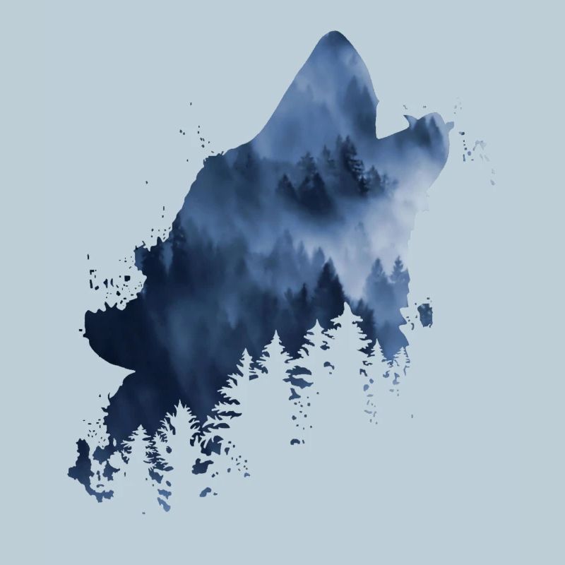 forêt nuageuse de loups hurlants