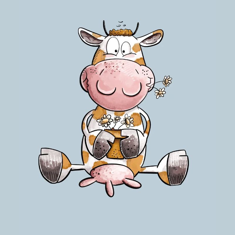 Vache avec des fleurs