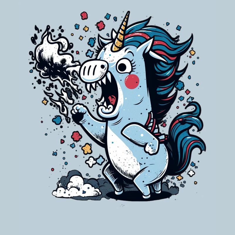 Wütendes Einhorn speiht Feuer
