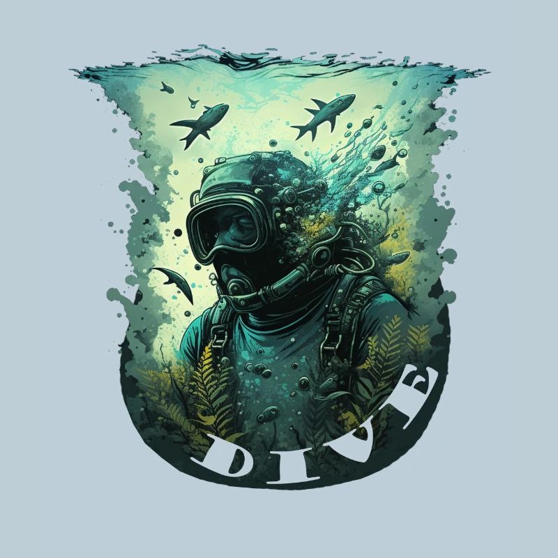 Underwater diver with lettering