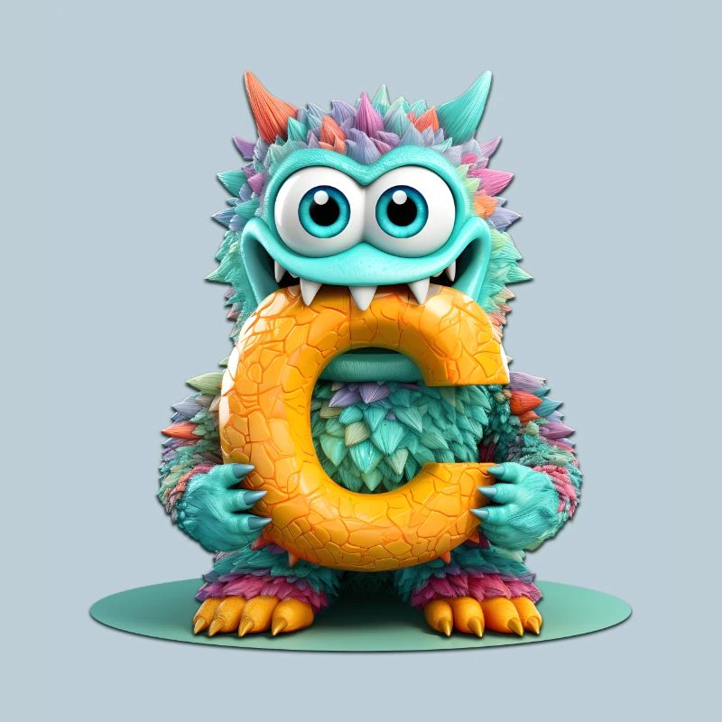 Bunter Monster mit Buchstabe C