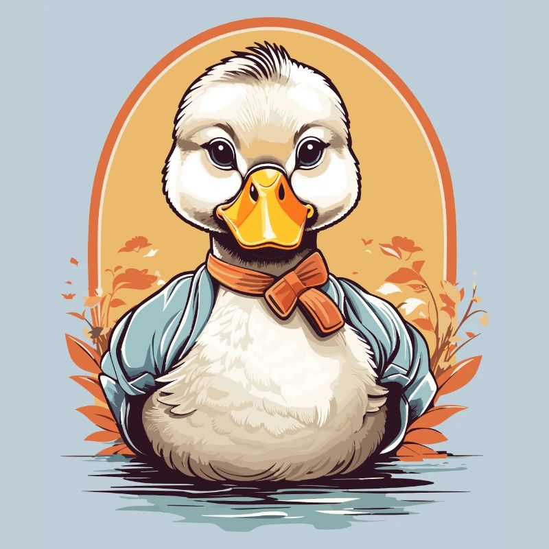 Cute duck with bow
