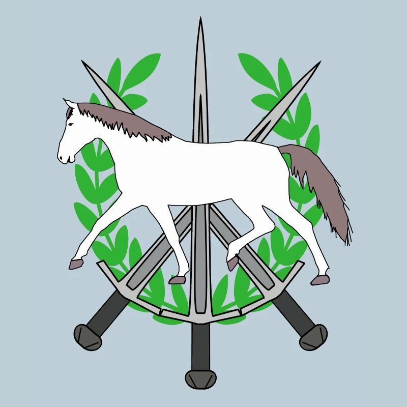 Lorbeerkranz Ritter Schwerter Held Pferd Held