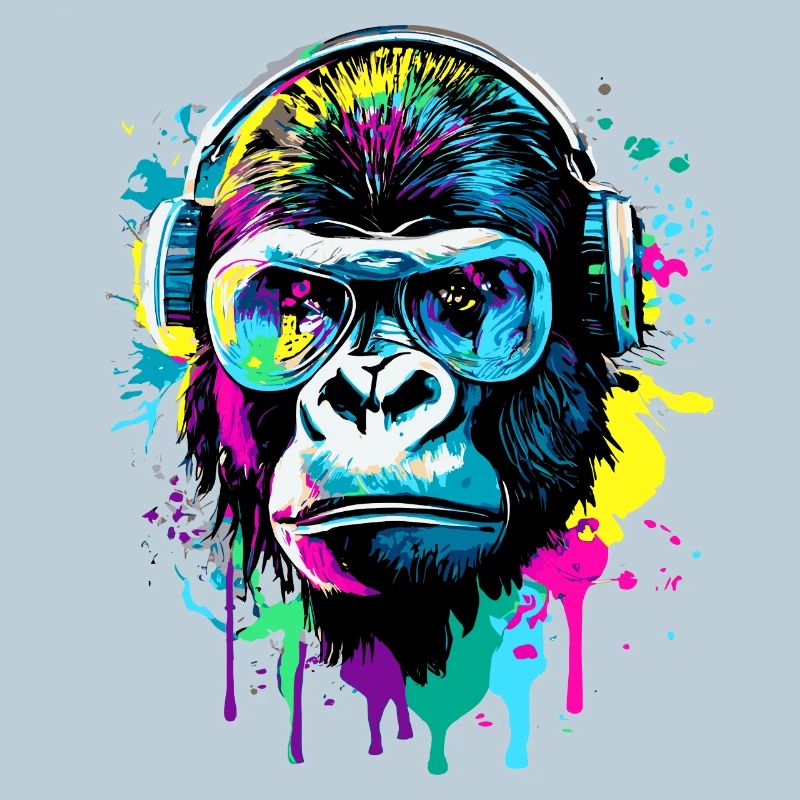 Gorilla Farbenfroh - Gorilla Affe mit Sonnenbrille