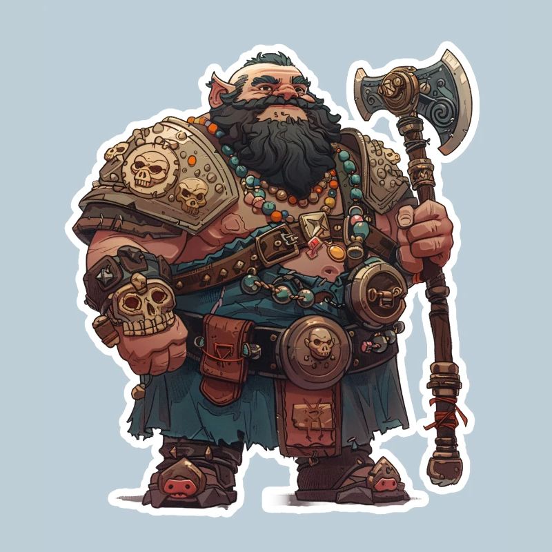 Fat dwarf warrior with a big axe