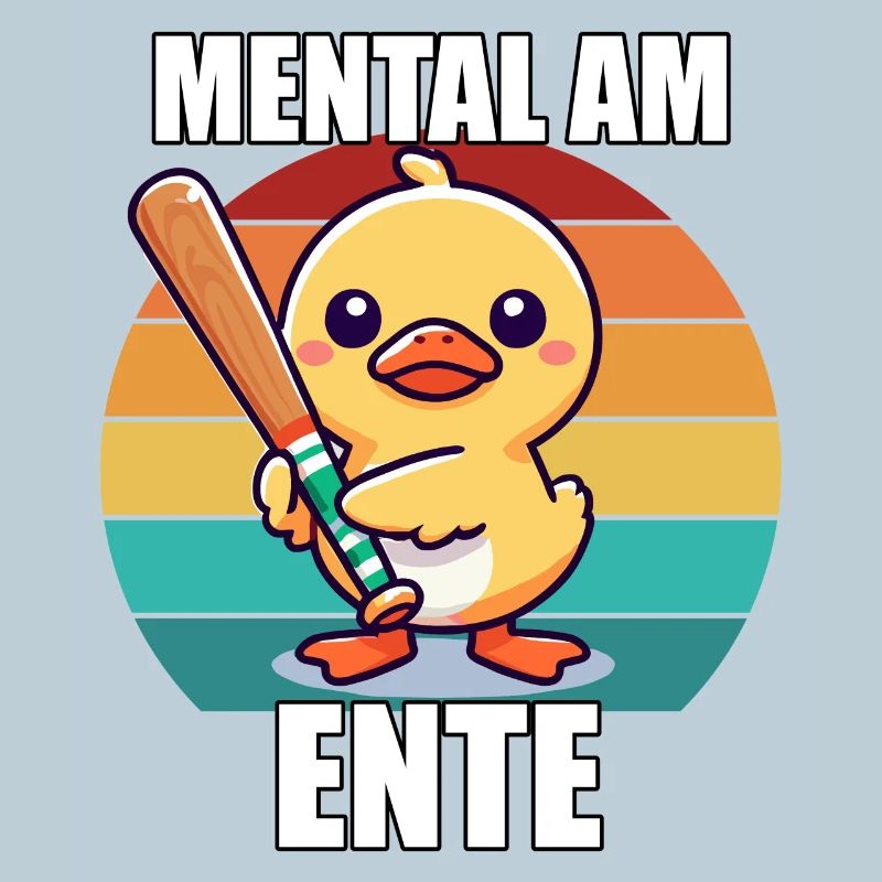 Mental At The End Cute Duck With Racket Retro