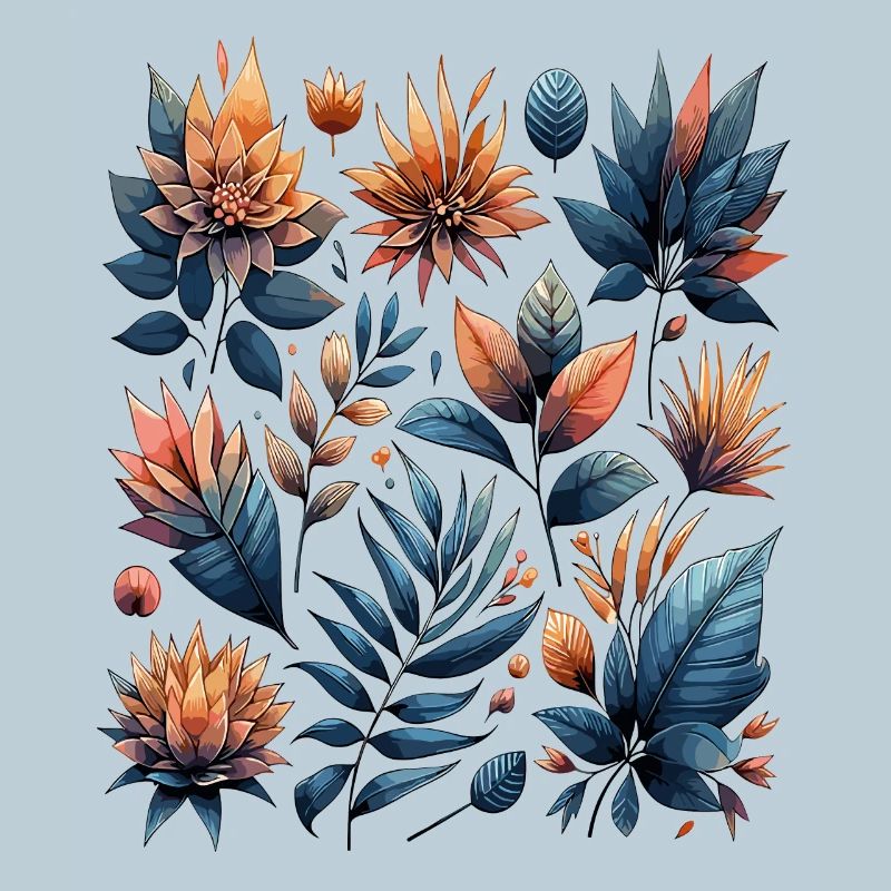 Aquarelle Blätter Boho Blättermuster