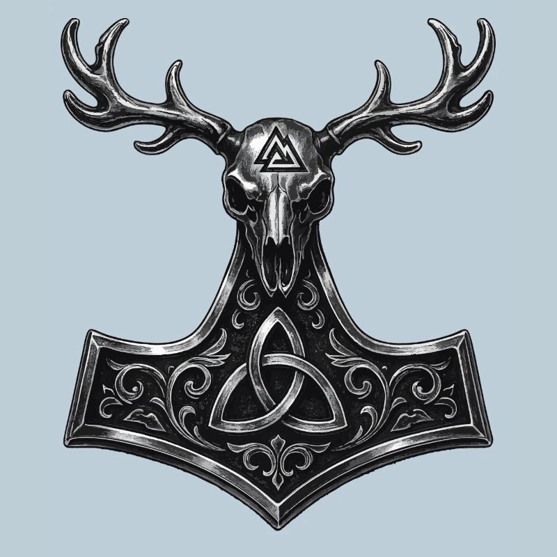 Valknut Hirsch Schädel | Mjölnir Heidnisches Symbol