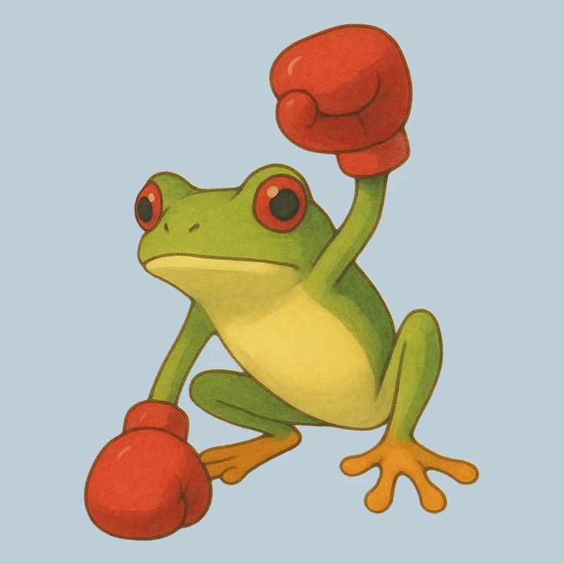 Frosch mit Boxhandschuhen